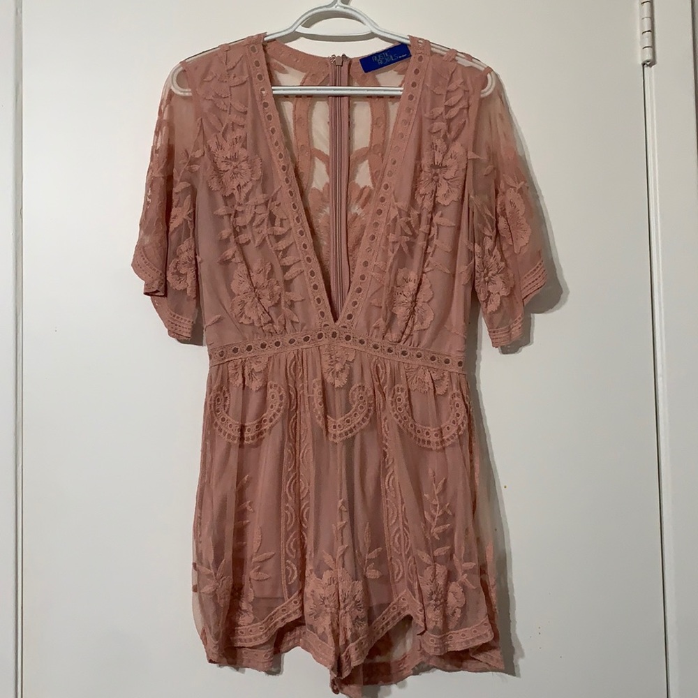 Rustic Royals | peach lace romper